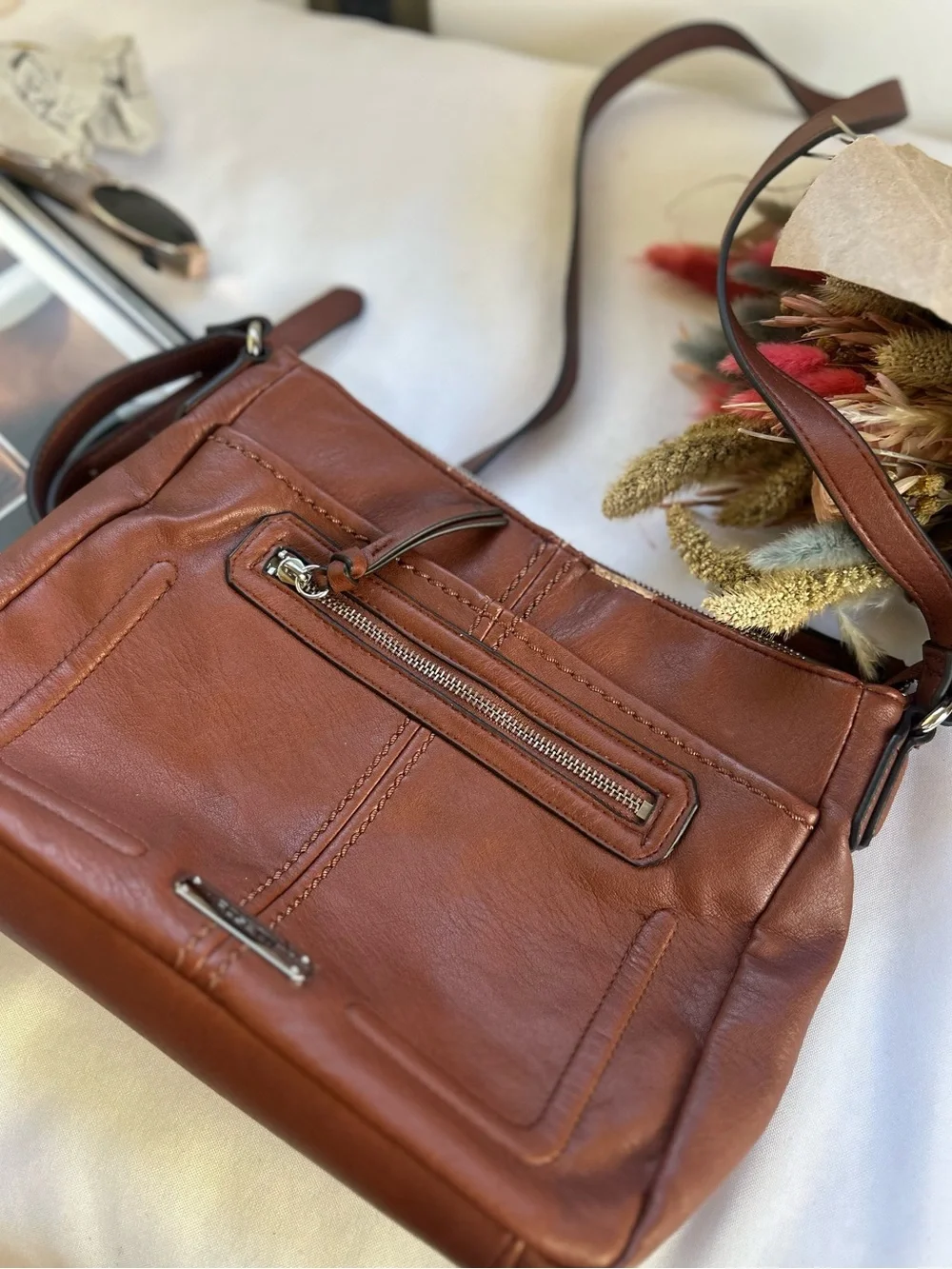 Rosetti Brown Leather Crossbody Bag